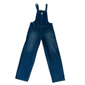 Halara Flex V Neck Pocket Washed Denim Overalls Size XS Blue Casual Athleisure